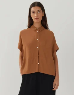 Discount someday Fashion Blouse Met Korte Mouwen Zarko Brown Hazel