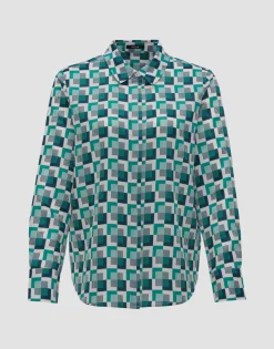 Fashion someday Fashion Blouse Met Print Falkine Retro Deep Teal