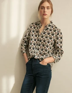 Shop someday Fashion Blouse Met Print Falkine Retro Coal Blue