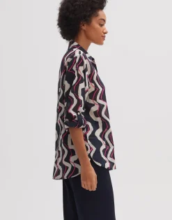 Store someday Fashion Blouse Met Print Fumine Wave Coal Blue