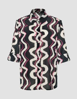 Store someday Fashion Blouse Met Print Fumine Wave Coal Blue