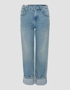 Sale someday Fashion Cropped Straight Jeans Malvi Roll-Up Light Ocean Blue