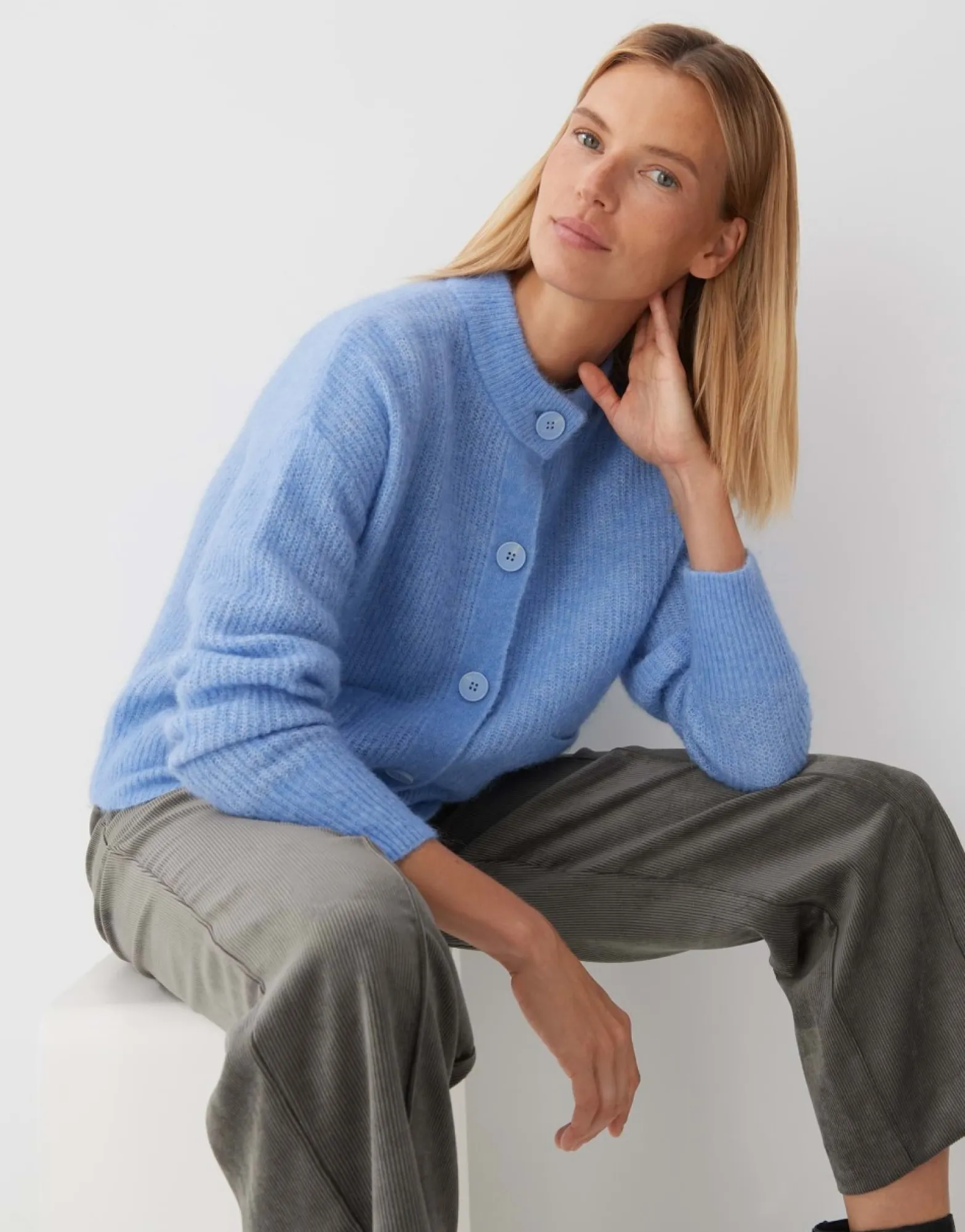 Outlet someday Fashion Gebreid Vest Tesha Balance Blue