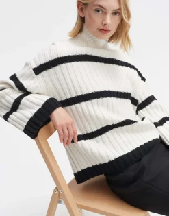 Store someday Fashion Wollen Trui Pory Stripe Milk